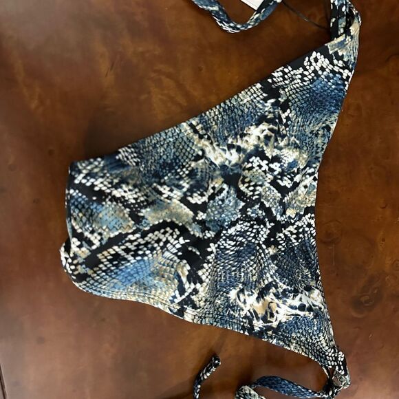 Shade & Shore Blue Snakeskin Print Cheeky Bikini Bottoms, Size Small NWT - Picture 3 of 7